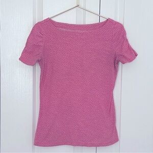 Lilly Pulitzer Pink Polka Dot Fitted Ruched Short Sleeve T-Shirt Size XS